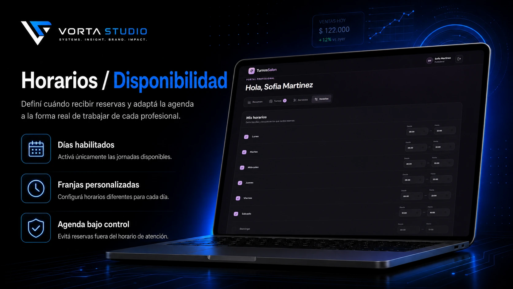 Configuración de horarios y disponibilidad